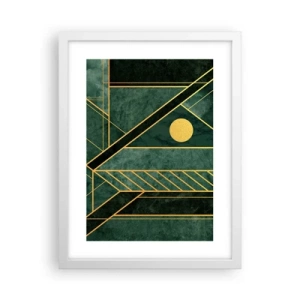 Poster in einem weißen Rahmen - Dynamik von Gold und Azurblau - 30x40 cm