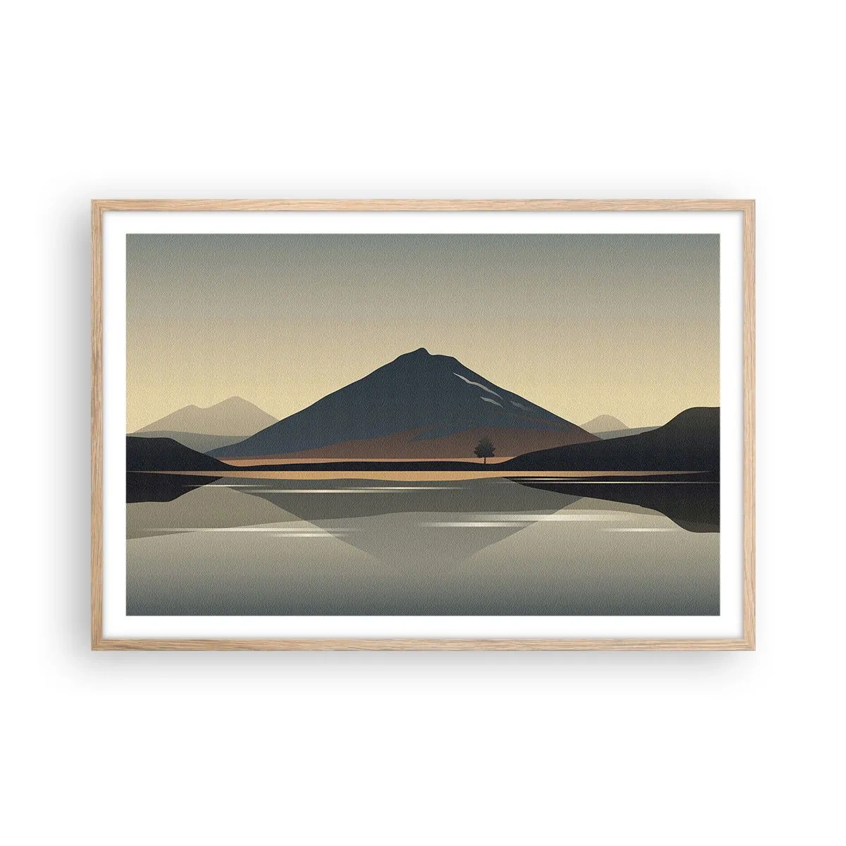 Poster in einem Rahmen aus heller Eiche - Spiegelreflexion - 91x61 cm