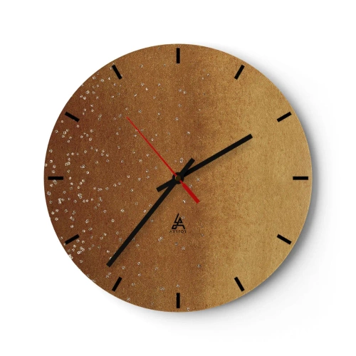 Wanduhr - Glasuhr - Ein goldenes abstraktes Muster mit subtilen Reflexionen und Textur. - 30x30cm - Die Geburt des Lichts - Moderne Wanddekoration für Wohnzimmer, Küche und Schlafzimmer ARTTOR