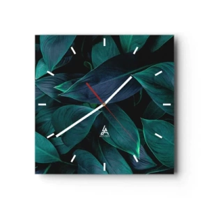Wanduhr - Glasuhr - Grün in sich selbst - 40x40 cm