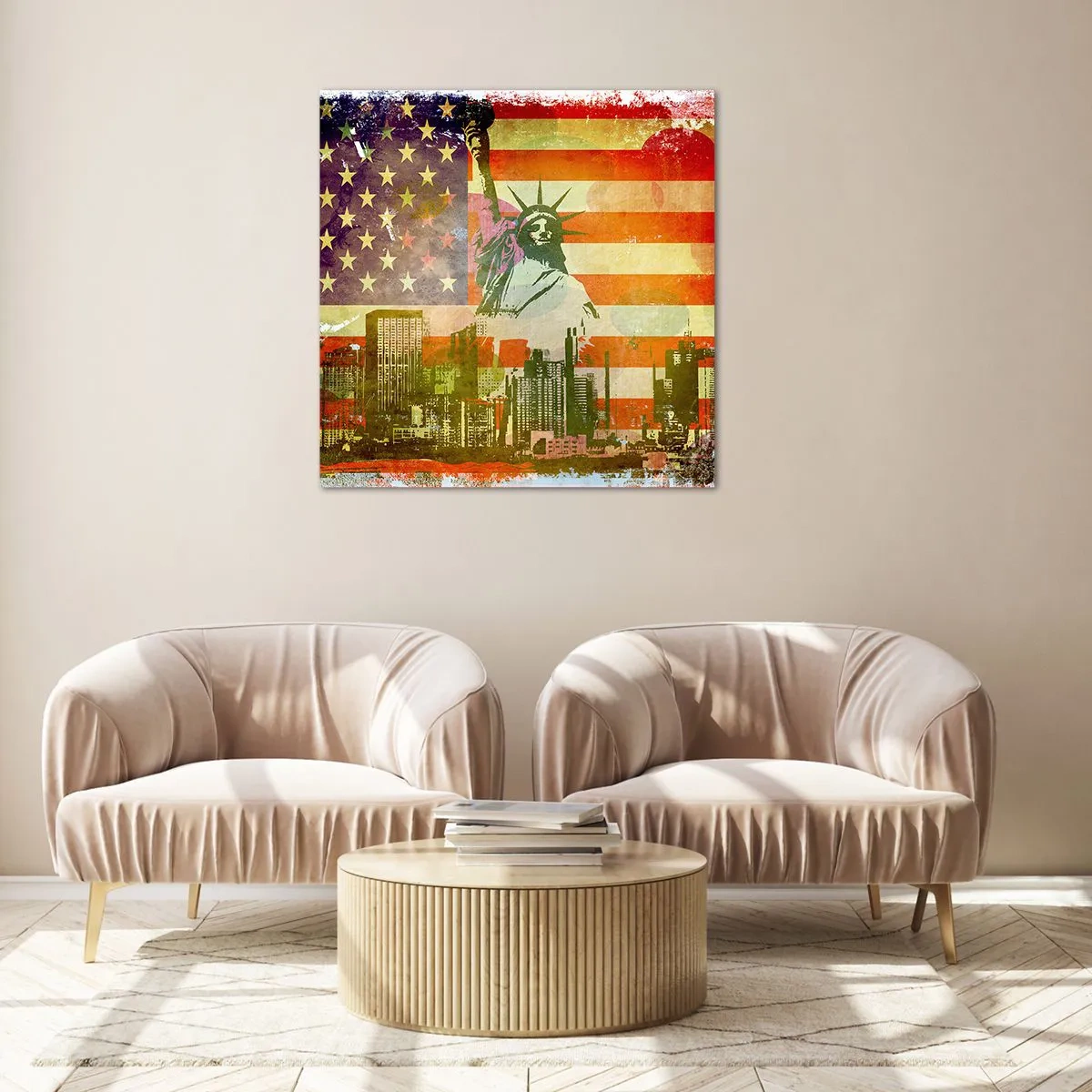 Glasbild - Bild auf glas - Viva Amerika! - 70x70 cm