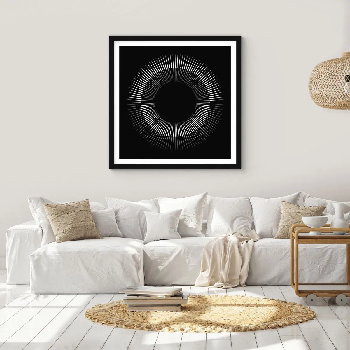 Poster in einem schwarzem Rahmen - Schwarze Sonne - 30x30 cm