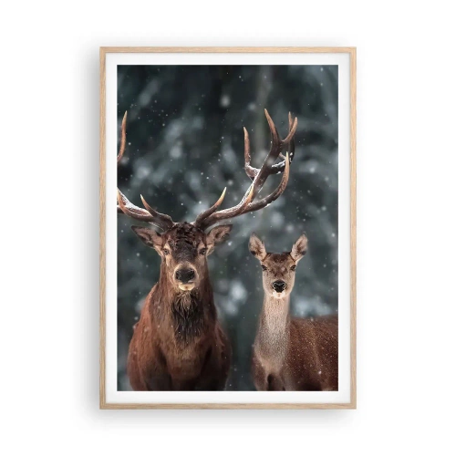 Poster in einem Rahmen aus heller Eiche - Herr des Waldes mit seiner Frau - 70x100 cm