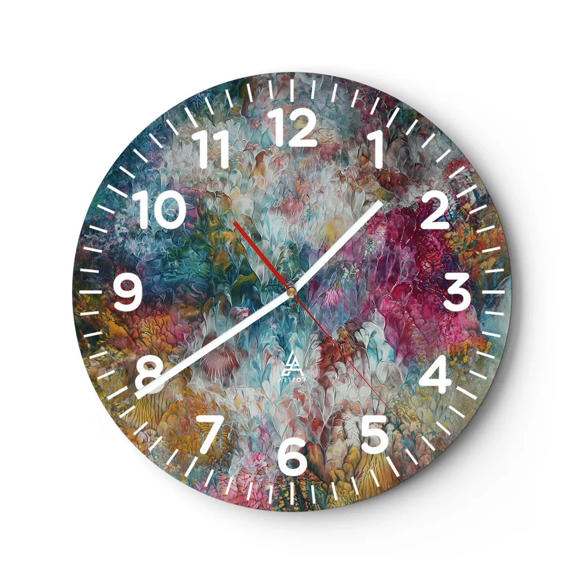 Wanduhr - Glasuhr - In voller Blüte - 40x40 cm