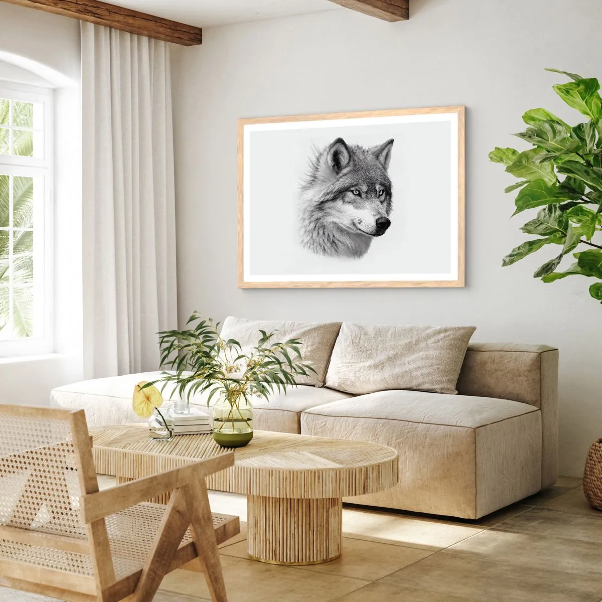 Poster in einem Rahmen aus heller Eiche - Alpha – ohne Zweifel - 70x50 cm