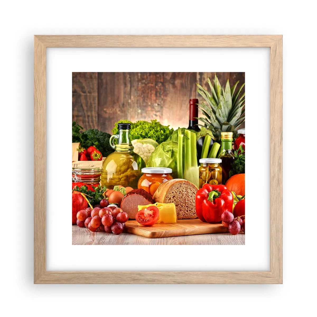 Poster in einem Rahmen aus heller Eiche - Geräuchert, gebacken und eingelegt - 30x30 cm