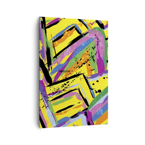 Bild auf Leinwand - Leinwandbild - Lebendige Abstraktion in leuchtenden Farben und dynamischen Formen - 70x100cm - Bis sie vor Freude schreit - Moderne Wanddekoration für Wohnzimmer und Schlafzimmer ARTTOR