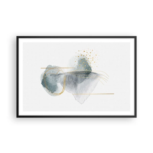 Poster in einem schwarzem Rahmen - Über das Verhältnis von Grau und Gold - 91x61 cm