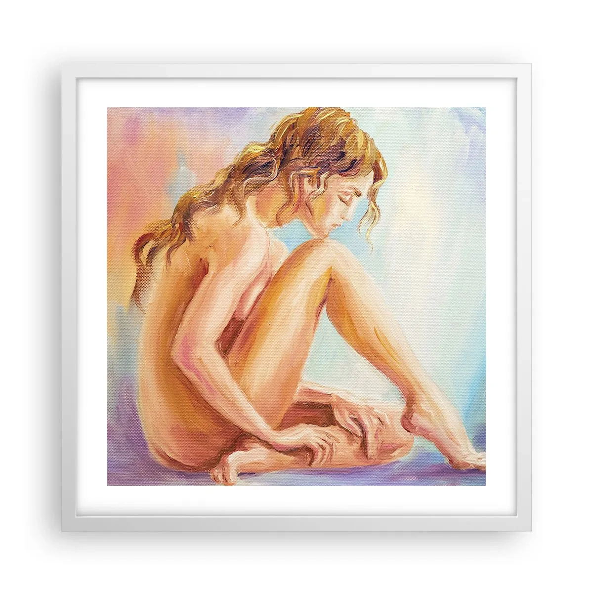 Poster in einem weißen Rahmen - Akt der Jugend - 50x50 cm