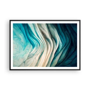 Poster in einem schwarzem Rahmen - Dynamische Wellen in Blau- und Weißtönen - 100x70cm - Blaue Unersättlichkeit - Moderne Wanddekoration für Wohnzimmer und Schlafzimmer ARTTOR