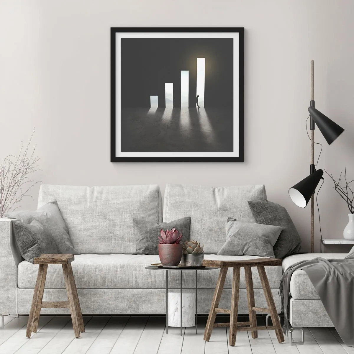 Poster in einem schwarzem Rahmen - Erfolg – Impression - 30x30 cm