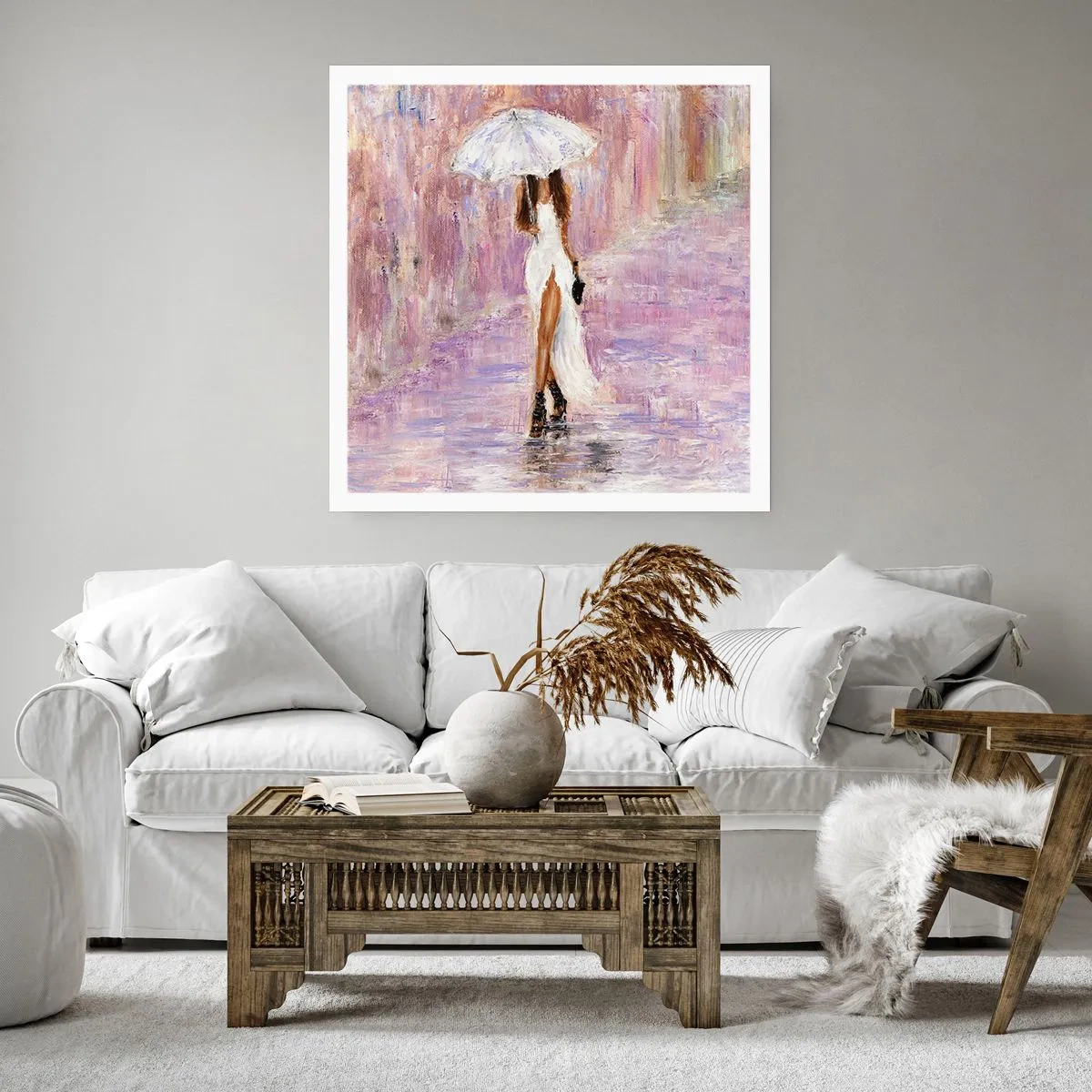 Poster - Im lila Regen - 40x40 cm