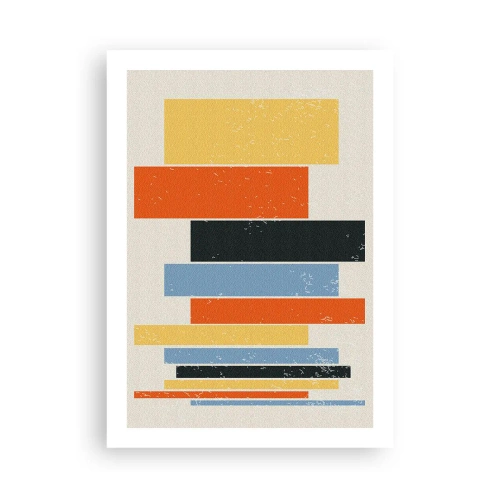 Poster - Bunte geometrische Rechtecke auf hellem Hintergrund - 50x70cm - Musiknotation - Moderne Wanddekoration für Wohnzimmer und Schlafzimmer ARTTOR