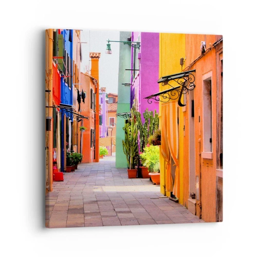 Bild auf Leinwand - Leinwandbild - Regenbogengasse - 30x30 cm