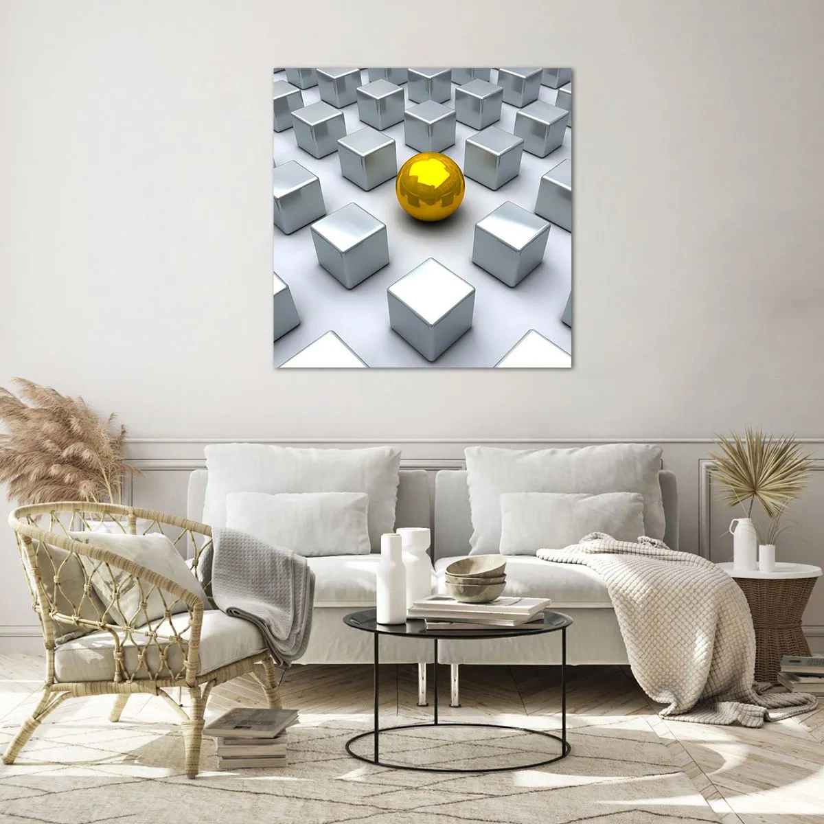 Glasbild - Bild auf glas - Warum ich? Geometrische Zusammensetzung - 60x60 cm