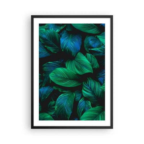 Poster in einem schwarzem Rahmen - Grüne Blätter in intensiven Farbtönen - 50x70cm - In der grünen Menge - Moderne Wanddekoration für Wohnzimmer und Schlafzimmer ARTTOR