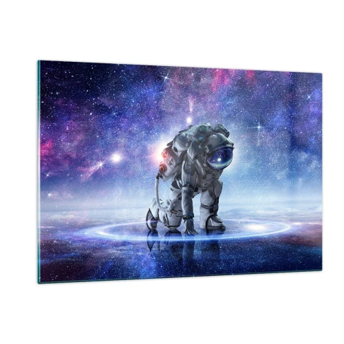 Glasbild - Bild auf glas - Astronaut im Weltraum vor dem Sternenhimmel - 120x80cm - Der Sternenhimmel über mir - Moderne Wanddekoration für Wohnzimmer und Schlafzimmer ARTTOR