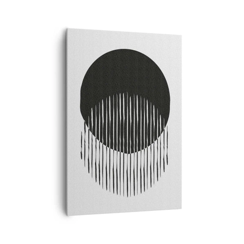 Bild auf Leinwand - Leinwandbild - Zwei überlappende Kreise mit schwarzen und weißen Linien - 70x100cm - Sein Alter Ego - Moderne Wanddekoration für Wohnzimmer und Schlafzimmer ARTTOR