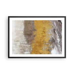 Poster in einem schwarzem Rahmen - Abstraktes Muster in Gold und Beige - 70x50cm - Goldene Explosion - Moderne Wanddekoration für Wohnzimmer und Schlafzimmer ARTTOR