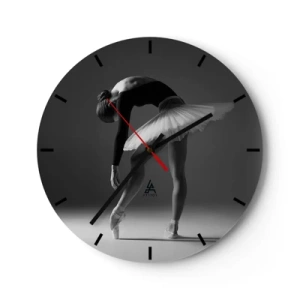 Wanduhr - Glasuhr - Schwarz-weiße Ballerina in klassischer Tanzpose - 30x30cm - Bella Ballerina - Moderne Wanddekoration für Wohnzimmer, Küche und Schlafzimmer ARTTOR