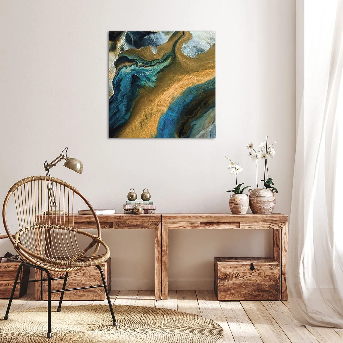 Bild auf Leinwand - Leinwandbild - Blau - Gelb - gegenseitige Beeinflussung - 30x30 cm