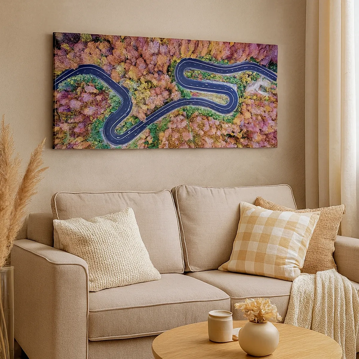 Bild auf Leinwand - Leinwandbild - Kurvenreicher Weg durch den Wald - 30x30 cm