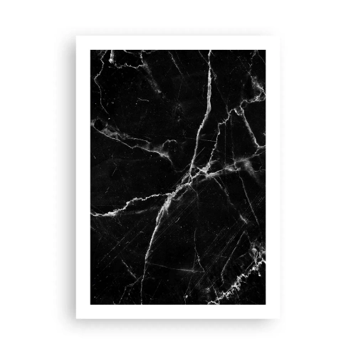 Poster - Schwarzer Marmorhintergrund mit weißen Rissen - 50x70cm - Geheimleben des Steins - Moderne Wanddekoration für Wohnzimmer und Schlafzimmer ARTTOR