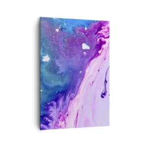 Bild auf Leinwand - Leinwandbild - Abstraktion in Lila- und Türkistönen, inspiriert von Kontrasten - 70x100cm - Yin und Yang - Moderne Wanddekoration für Wohnzimmer und Schlafzimmer ARTTOR
