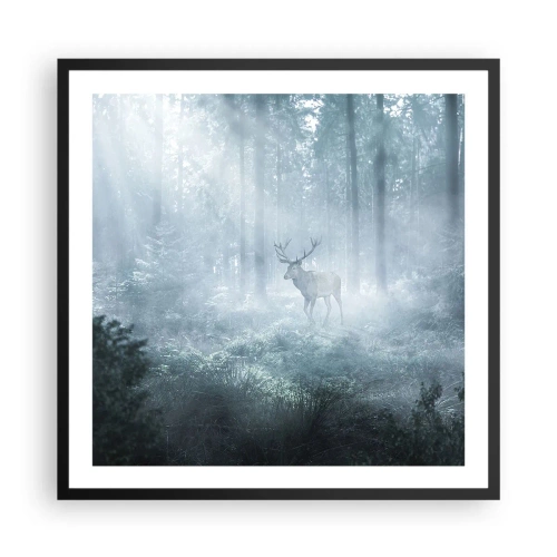 Poster in einem schwarzem Rahmen - Morgenvisite auf dem Grundstück - 60x60 cm