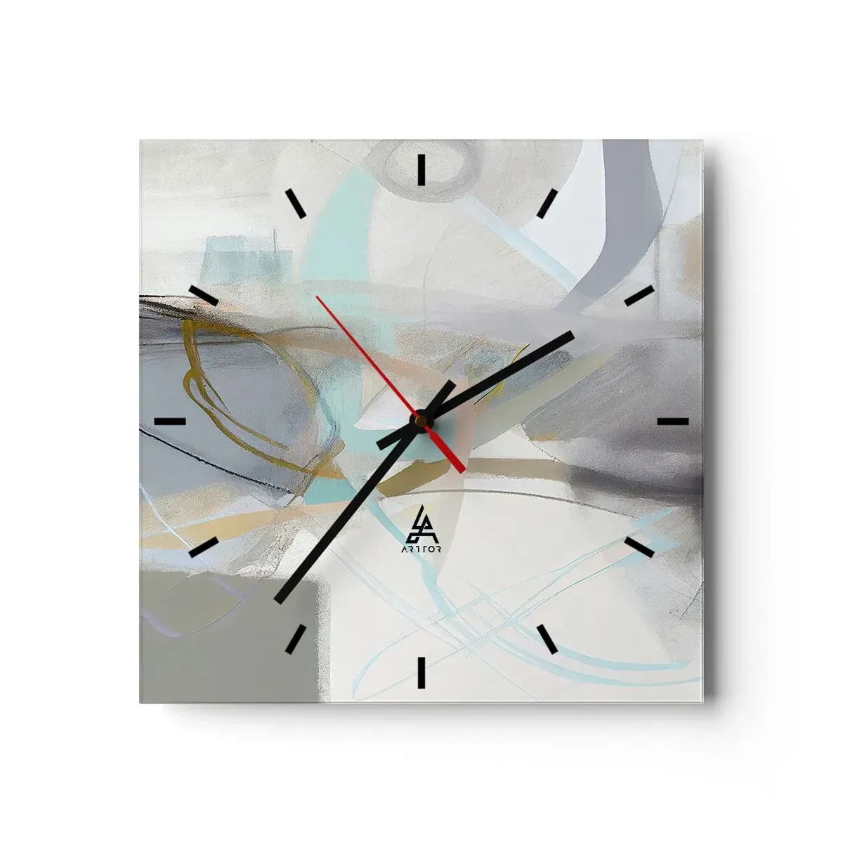 Wanduhr - Glasuhr - Neblige Abstraktion - 40x40 cm
