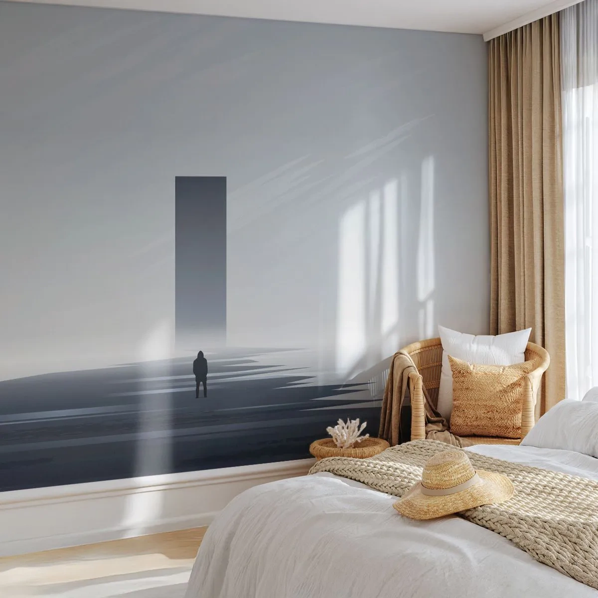 Fototapete Premium Canvas - Chance oder Bedrohung? - Minimalismus, Modern, Einsamkeit - 300x210 cm