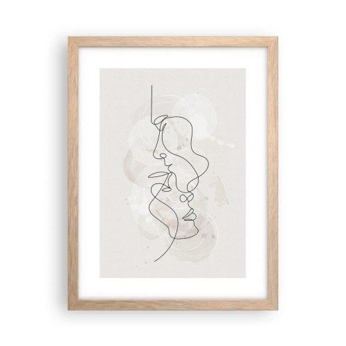 Poster in einem Rahmen aus heller Eiche - Verstrickt in eine Umarmung - 30x40 cm