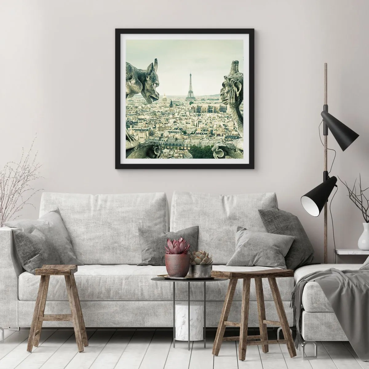 Poster in einem schwarzem Rahmen - Pariser Plaudern - 50x50 cm