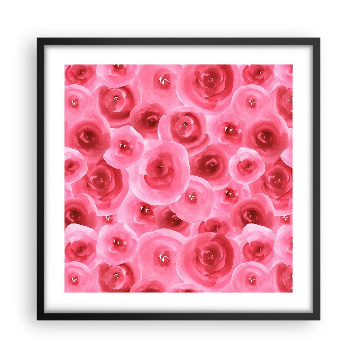 Poster in einem schwarzem Rahmen - Oben und unten Rosen - 50x50 cm