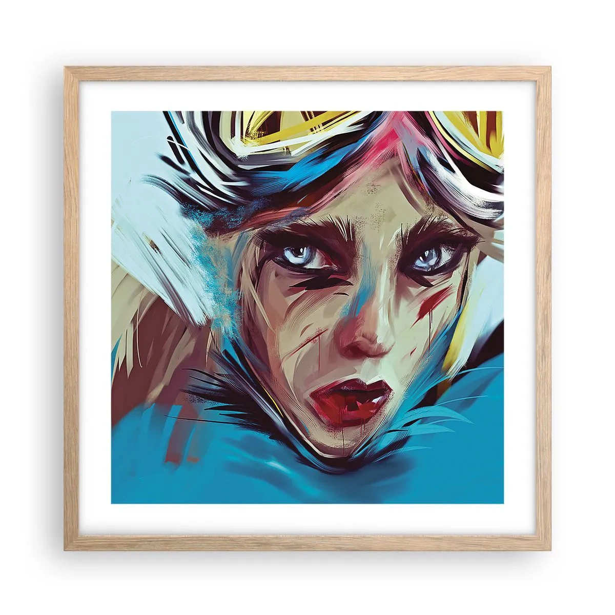 Poster in einem Rahmen aus heller Eiche - Strassenkämpferin - 50x50 cm
