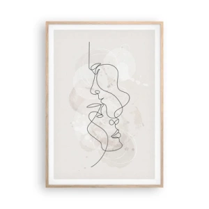 Poster in einem Rahmen aus heller Eiche - Verstrickt in eine Umarmung - 70x100 cm