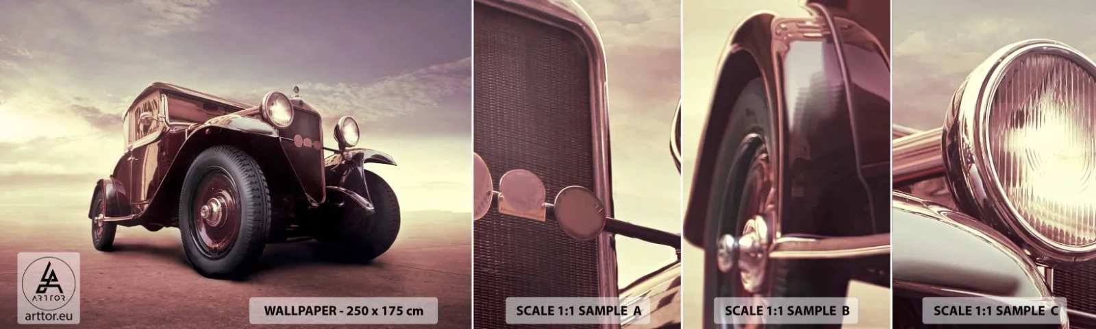 Fototapeten Muster Selbstklebend Deluxe Sticker - Gehen wir zurück wie in alten Zeiten ... - Automobil, Retro-Auto, Jahrgang - 100x30 cm