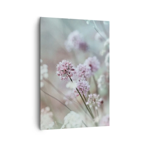 Bild auf Leinwand - Leinwandbild - Zarte Blüten in Pastelltönen - 70x100cm - Süße filigrane Kräuter - Moderne Wanddekoration für Wohnzimmer und Schlafzimmer ARTTOR