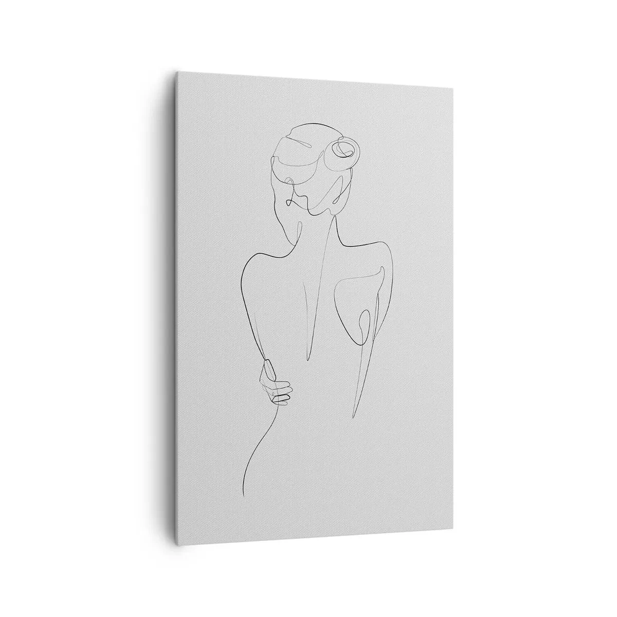 Bild auf Leinwand - Leinwandbild - Eine Konturlinie, die eine weibliche Silhouette vor einem hellen Hintergrund zeigt - 80x120cm - Körpermusik - Moderne Wanddekoration für Wohnzimmer und Schlafzimmer ARTTOR