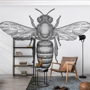 Selbstklebende Fototapete Deluxe Sticker - Insektenporträt - Biene, Insekt, Minimalistisch - 500x350 cm