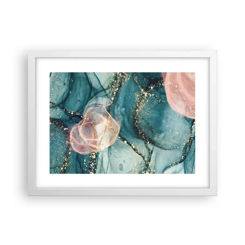 Poster in einem weißen Rahmen - Seidenblau, Tüllrosa - 40x30 cm