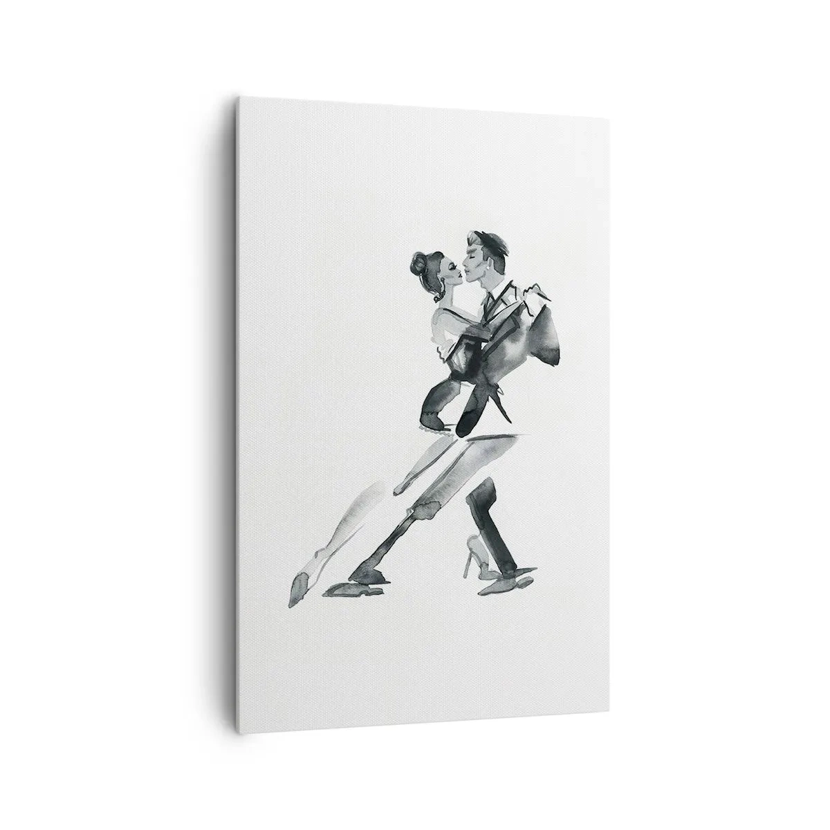 Bild auf Leinwand - Leinwandbild - Eine subtile Illustration eines tanzenden Paares im monochromen Stil. - 80x120cm - In einem Schlag - Moderne Wanddekoration für Wohnzimmer und Schlafzimmer ARTTOR
