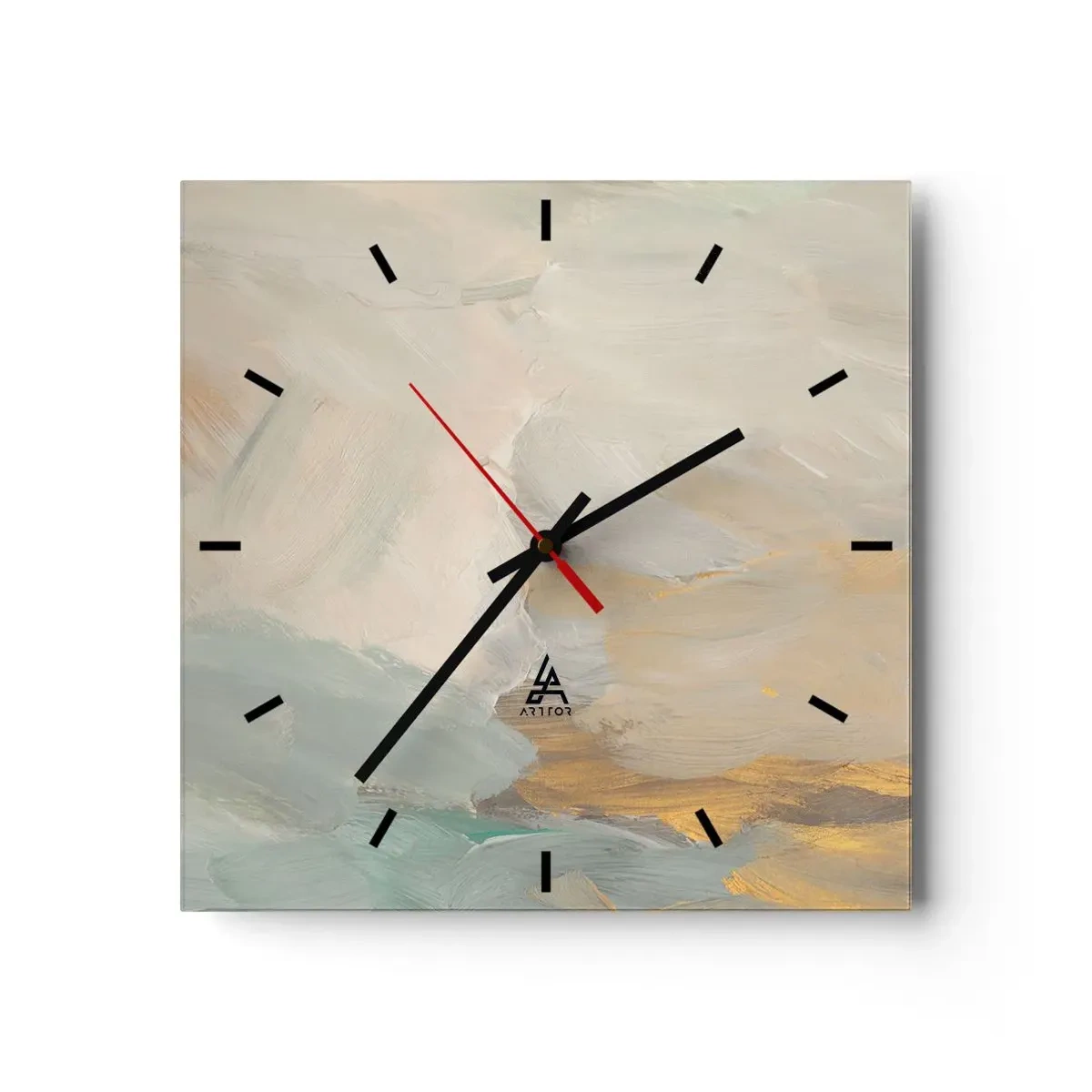 Wanduhr - Glasuhr - Abstraktion – das Land der Sanftheit - 40x40 cm