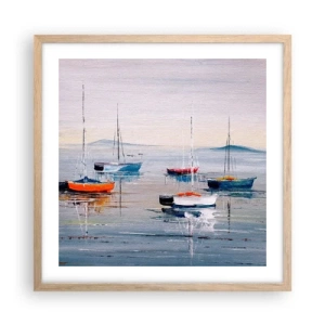 Poster in einem Rahmen aus heller Eiche - Wohlverdiente Ruhe - 50x50 cm