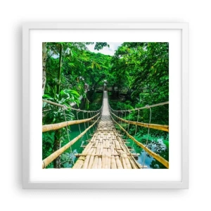 Poster in einem weißen Rahmen - Monkey Bridge über das Grün - 40x40 cm
