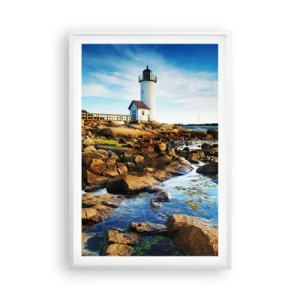 Poster in einem weißen Rahmen - Komm glücklich zurück, ich warte - 61x91 cm