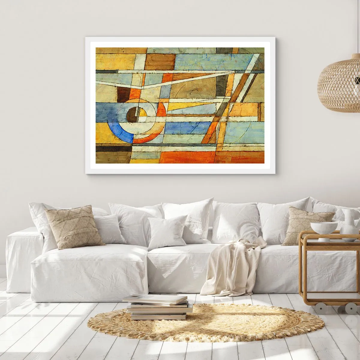 Poster in einem weißen Rahmen - Kubismus auf der Baustelle - 70x50 cm