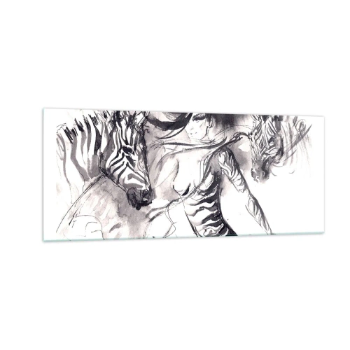 Glasbild - Bild auf glas - Tanzen mit den Zebras - 100x40 cm
