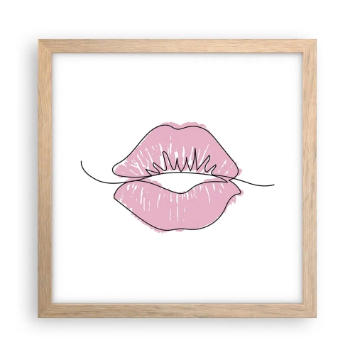 Poster in einem Rahmen aus heller Eiche - Bereit zum Küssen? - 30x30 cm