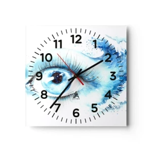 Wanduhr - Glasuhr - Tauchen Sie ein in das Blau der Blicke - 40x40 cm